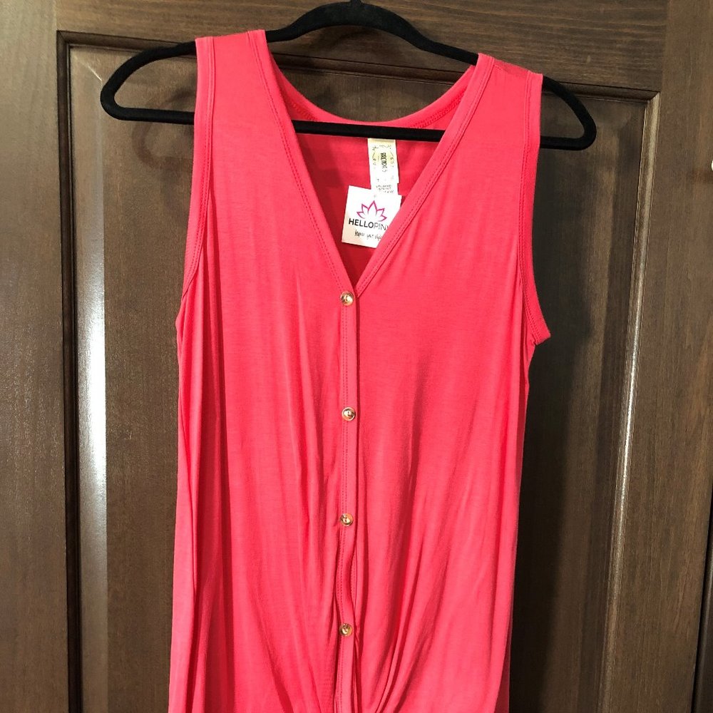 Coral Twist Front Button Up
